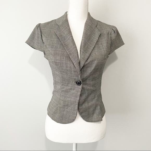 Wet seal plaid cap sleeve crop jacket medium Y2K 2000s short sleeve - Picture 1 of 6